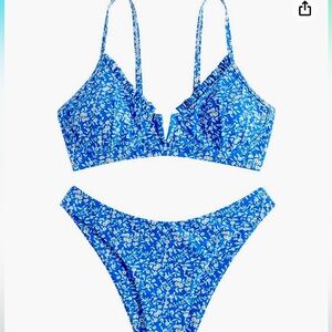 ZAFUL Women's Underwire Bikini Floral High Cut Bikini Set V-Wired Two Piece